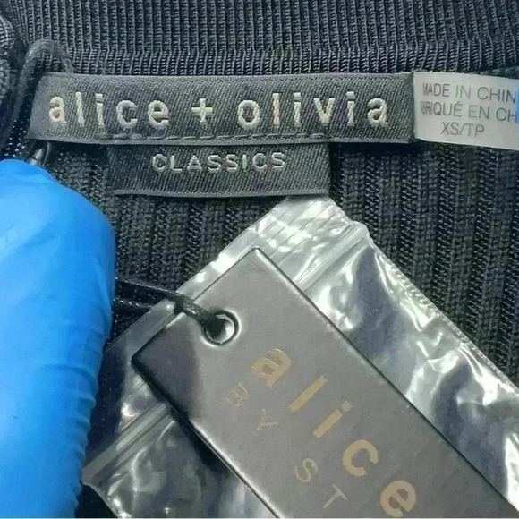 Alice + Olivia Button Down Short Sleeve Knit Polo Collar Midi Dress XS Black NWT - Picture 4 of 6